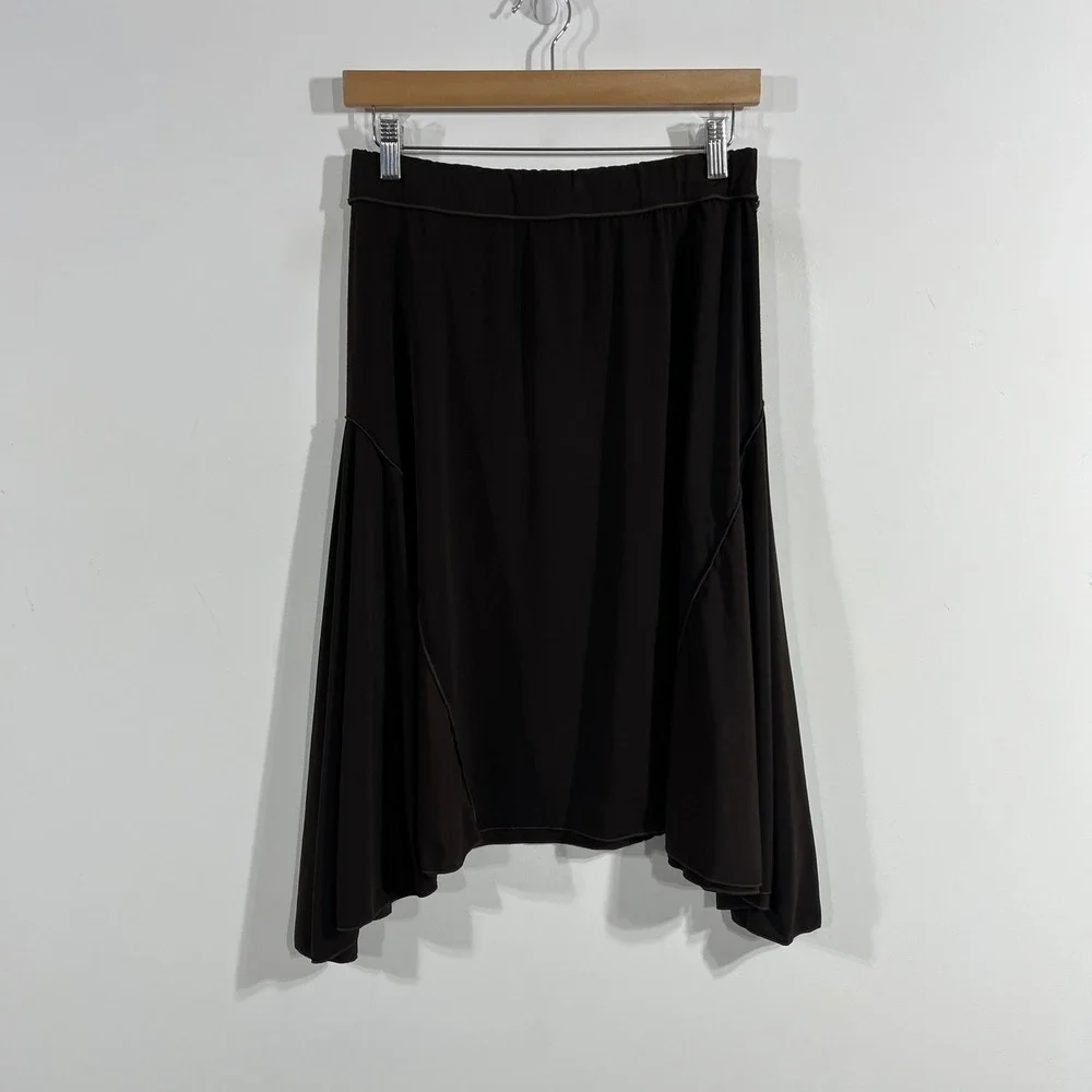 Max Studio VTG 90s Brown Handkerchief Hem Midi Skirt Small Fairy Grunge Boho